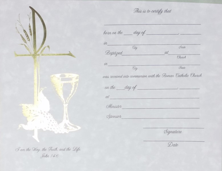 Spanish Communion Cert